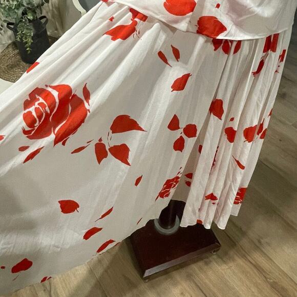 Vintage Patty O'Neill Rose Print Skirt Top Set 70s Flare Size 9 Small Medium - Picture 4 of 8